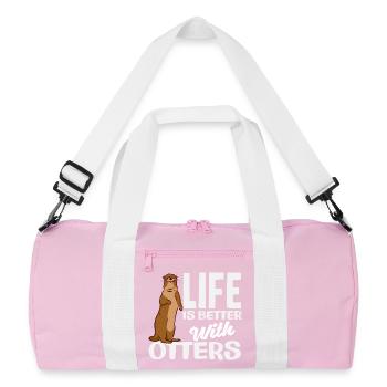 Sea otters live better - Recycled Duffel Bag - pink/white - Front