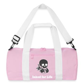 Skelett Spritze Motiv - Recycelte Duffel Bag - Rosa/Weiß - Vorne
