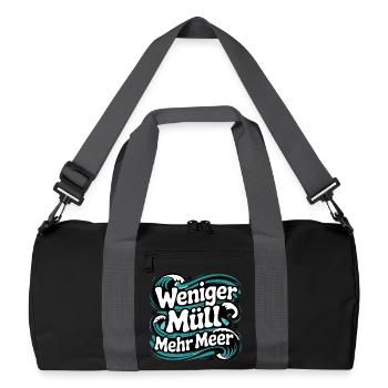 Moins de déchets, plus de mer, Déclaration environnementale, conservation marine - Sac de sport recyclé - noir/gris graphite - Devant