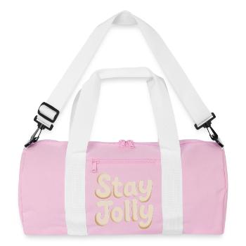 Stay Jolly Cozy Skript - Recycelte Duffel Bag - Rosa/Weiß - Vorne