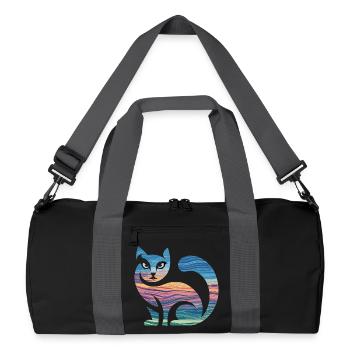 Silhouette colorée de chat avec coucher de soleil et - Sac de sport recyclé - noir/gris graphite - Devant