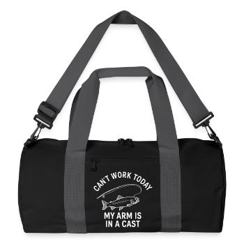 I Can't Work Today My Arm Is In A Cast Angler  - Recycelte Duffel Bag - Schwarz/Graphitgrau - Vorne