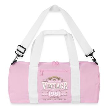 45. Geburtstag Geschenk Mann Vintage März 1981 - Recycelte Duffel Bag - Rosa/Weiß - Vorne