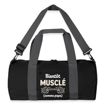 bientôt musclé comme papa gym musculation - Sac de sport recyclé - noir/gris graphite - Devant