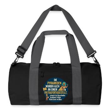 Pyramiden Freitag Feierabend Spruch - Recycelte Duffel Bag - Schwarz/Graphitgrau - Vorne