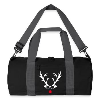 Rudolph mit Brille Silhouetten-Design - Recycelte Duffel Bag - Schwarz/Graphitgrau - Vorne