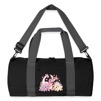Süßes Mädchen Dino-Truppe - Recycelte Duffel Bag - Schwarz/Graphitgrau - Vorne