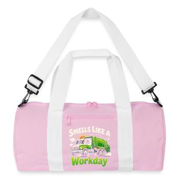 Ça sent le jour de travail | Collecte d’ordures, humour - Sac de sport recyclé - rose/blanc - Devant