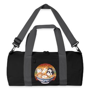 Katzen In Ramen Bowl Kawaii Nudel Fan - Recycelte Duffel Bag - Schwarz/Graphitgrau - Vorne