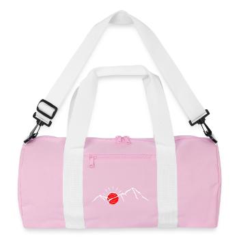 Crimson Sun Over Snowy Peaks - Recycled Duffel Bag - pink/white - Front