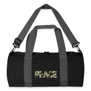 Modern Patchwork Peace Style Sticker - Recycelte Duffel Bag - Schwarz/Graphitgrau - Vorne