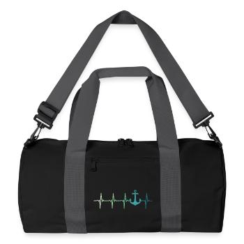 Ancre battement de coeur marin capitaine bateau - Sac de sport recyclé - noir/gris graphite - Devant