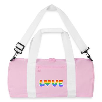 RegenbogenLiebe Schriftzug - Recycelte Duffel Bag - Rosa/Weiß - Vorne