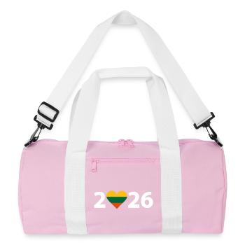 I love Lithuania 2026, vacation in Lithuania 2026 - Recycled Duffel Bag - pink/white - Front