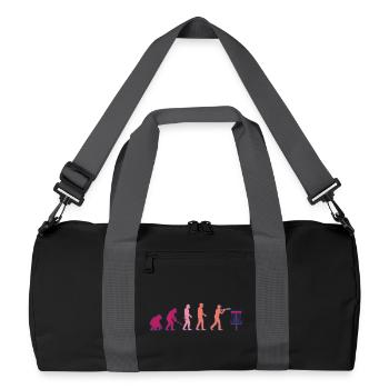 Disc Golf Evolution Lustiger Discgolfer Fliegender Disc - Recycelte Duffel Bag - Schwarz/Graphitgrau - Vorne