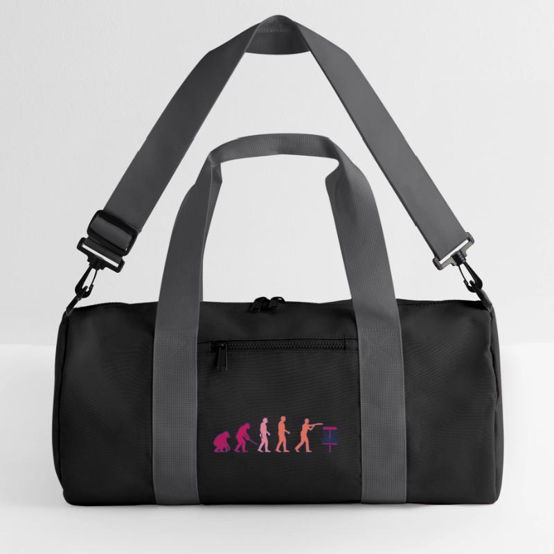 Disc Golf Evolution Funny Disc Golfer Flying Disc Recycled Duffel Bag