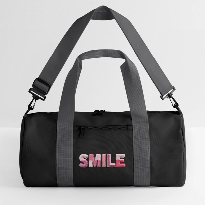 Plush Smile Lettering Patchwork Trend Recycled Duffel Bag