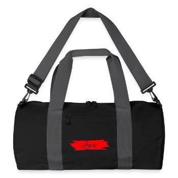 L’amour avec la bande de peinture rouge # - Sac de sport recyclé - noir/gris graphite - Devant