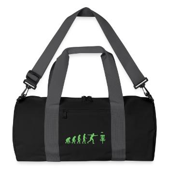 Disc Golf Evolution Lustiger Discgolfer Fliegender Disc - Recycelte Duffel Bag - Schwarz/Graphitgrau - Vorne