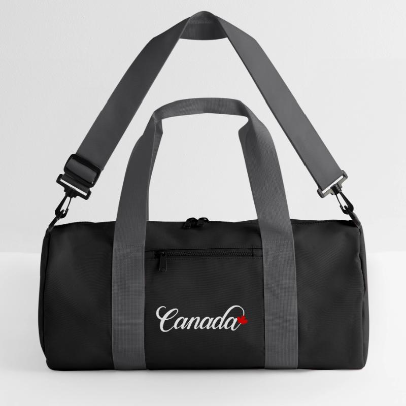 Canada Script with Maple Leaf Recycled Duffel Bag