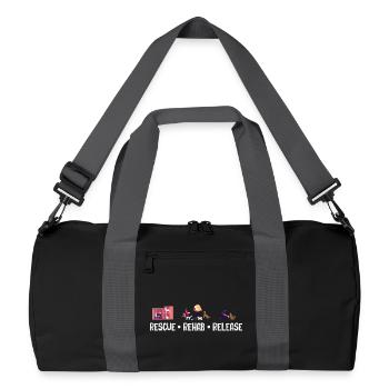 Rescue, Rehabilitation, Release, Animal Shelter, Foster Family - Recycled Duffel Bag - black/graphite grey - Front