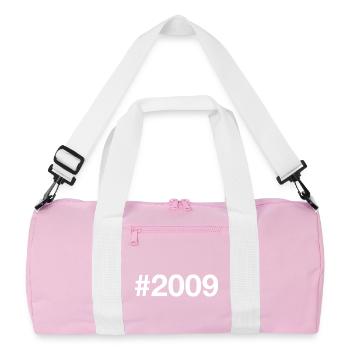 2009 Hashtag 17 years 17th birthday - Recycled Duffel Bag - pink/white - Front