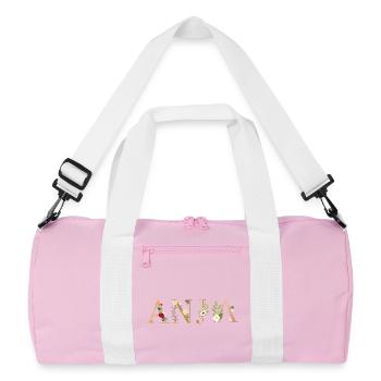 ANJA Name decorated with flowers - Recycled Duffel Bag - pink/white - Front