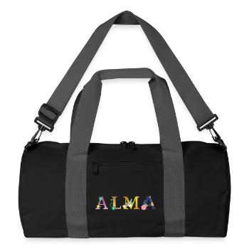 ALMA name decorated with flowers - Recycled Duffel Bag - black/graphite grey - Front