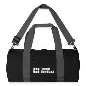 Plan A Fußball – Plan B - Recycelte Duffel Bag - Schwarz/Graphitgrau - Vorne