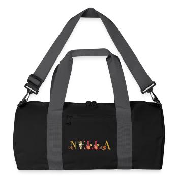 NELLA name decorated with flowers - Recycled Duffel Bag - black/graphite grey - Front