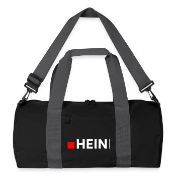 HEIN | Minimalistische, lustige Reaktion - Recycelte Duffel Bag - Schwarz/Graphitgrau - Vorne