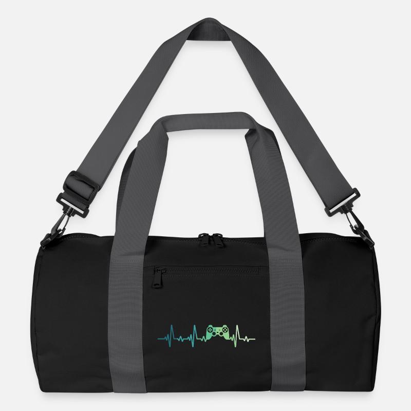 console controller heartbeat Gamer Recycled Duffel Bag