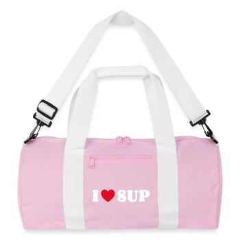 I Love SUP Stand-Up Paddling Stand Up Paddling - Recycled Duffel Bag - pink/white - Front