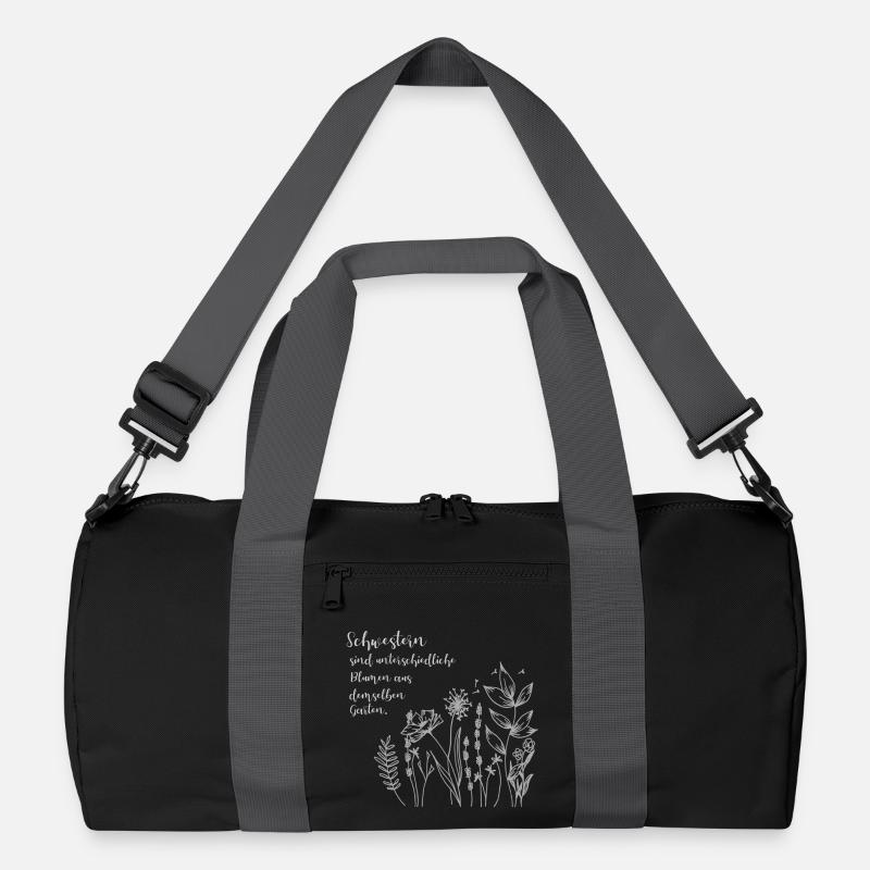 Schwestern-Spruch mit Wildblumen Recycelte Duffel Bag