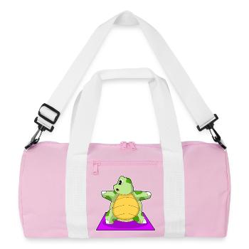 Schildkröte Yoga Fitness Gymnastik - Recycelte Duffel Bag - Rosa/Weiß - Vorne