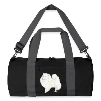 Autocollant de chien Spitz japonais - Sac de sport recyclé - noir/gris graphite - Devant