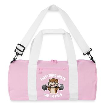 Biber Gewichtheber: Alles tut weh - Recycelte Duffel Bag - Rosa/Weiß - Vorne