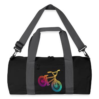 Illustration de vélo géométrique arc-en-ciel - Sac de sport recyclé - noir/gris graphite - Devant