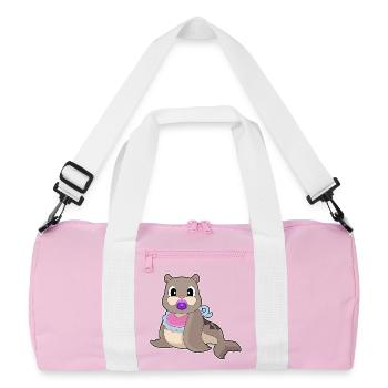 Seal Baby Bib Pacifier - Recycled Duffel Bag - pink/white - Front