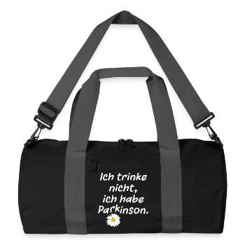 Ich trinke nicht, ich habe Parkinson. - Recycelte Duffel Bag - Schwarz/Graphitgrau - Vorne