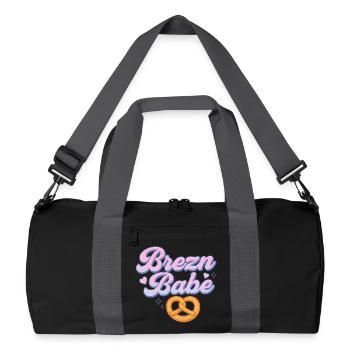 brezn babe / Brezel / Bayern girl - Recycelte Duffel Bag - Schwarz/Graphitgrau - Vorne