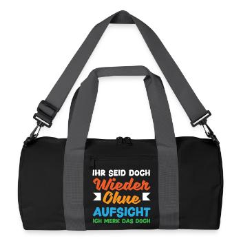 Encore une fois sans surveillance – sarcasme - Sac de sport recyclé - noir/gris graphite - Devant