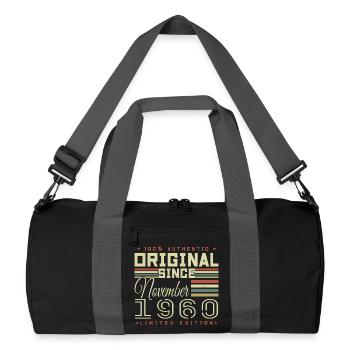 November 1960 Geburtstagsgeschenk - Recycelte Duffel Bag - Schwarz/Graphitgrau - Vorne