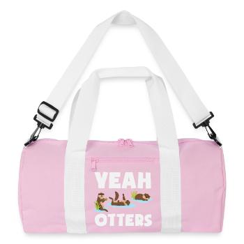 Sea Otter Cartoon Otter - Recycled Duffel Bag - pink/white - Front