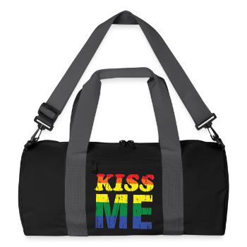 Kiss Me Regenbogen Retro-Schrift - Recycelte Duffel Bag - Schwarz/Graphitgrau - Vorne