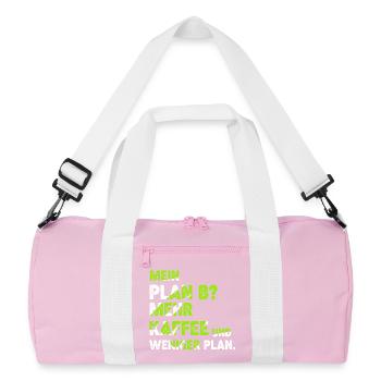 Mehr Kaffee statt Plan B - Recycelte Duffel Bag - Rosa/Weiß - Vorne