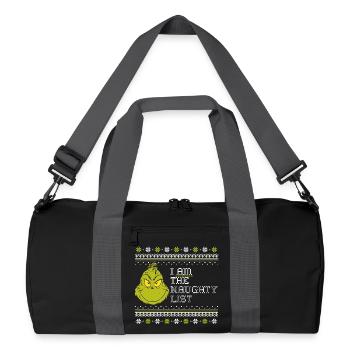 Der Grinch Weihnachtsmotiv I Am The Naughty List - Recycelte Duffel Bag - Schwarz/Graphitgrau - Vorne