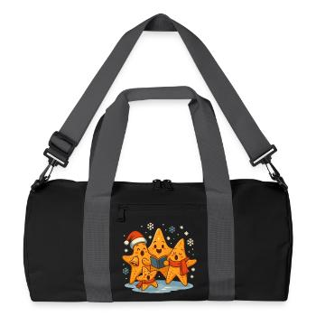 Weihnachten singende Seesterne Maritim - Recycelte Duffel Bag - Schwarz/Graphitgrau - Vorne