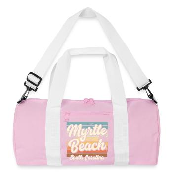 Myrtle Beach South Carolina Retro Sunset Vacation - Recycled Duffel Bag - pink/white - Front