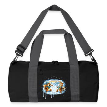 Lustige Schneeballschlacht mit Streifenhörnchen  - Recycelte Duffel Bag - Schwarz/Graphitgrau - Vorne